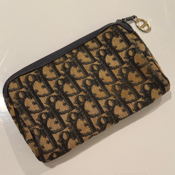 Christian Dior Oblique Fabric Zipper Pouch Clutch